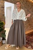 Made in Italy Runa Leather Look Skirt Earth